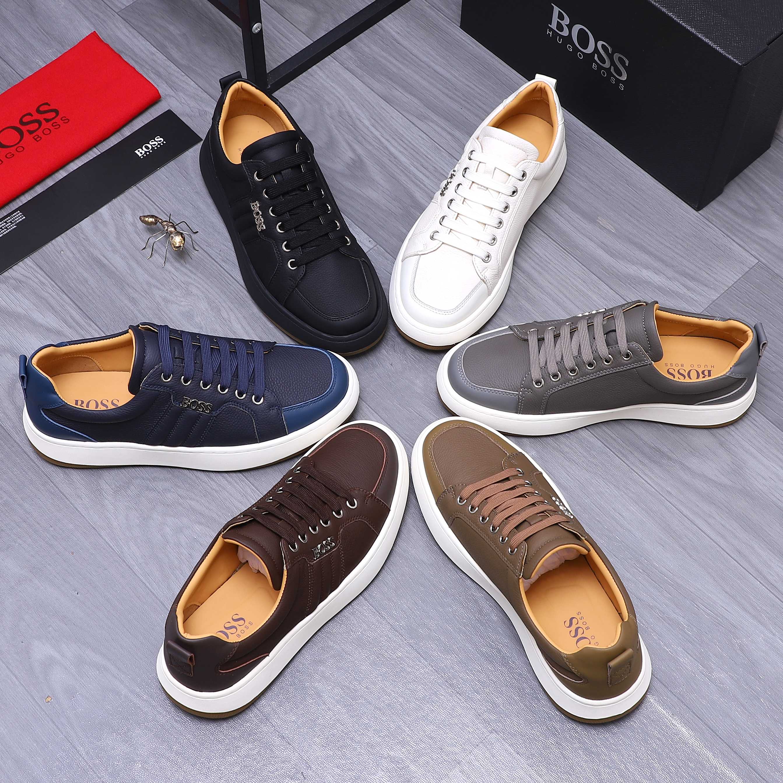 Hugo Boss Men's Leather Casual Sneakers Comfortable Fashion Shoes 1 Hugo Boss Men's Leather Casual Sneakers,Sizes 38-44,Multiple Colors