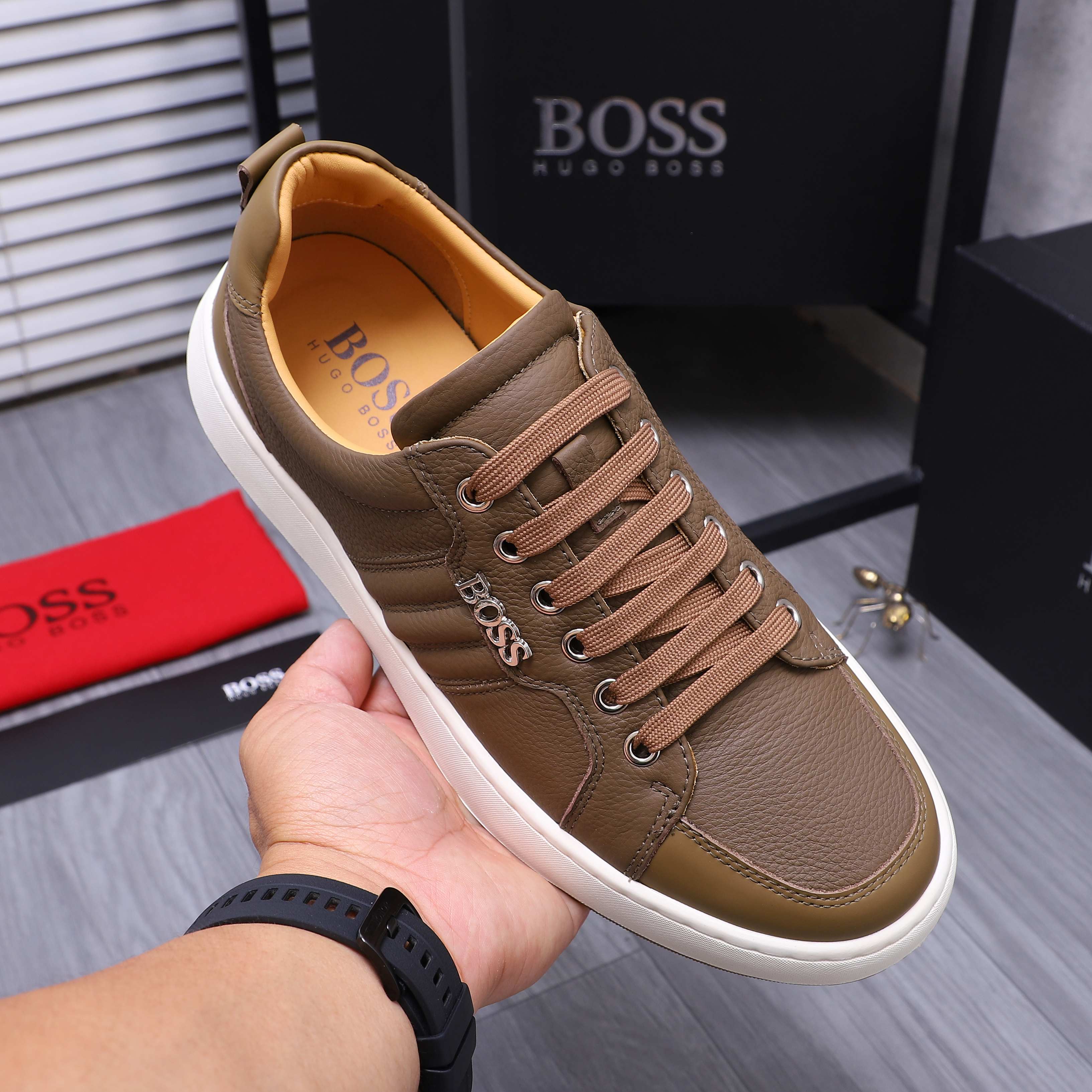 Hugo Boss Men's Leather Casual Sneakers,Sizes 38-44,Multiple Colors 7 a1745303289180 4442