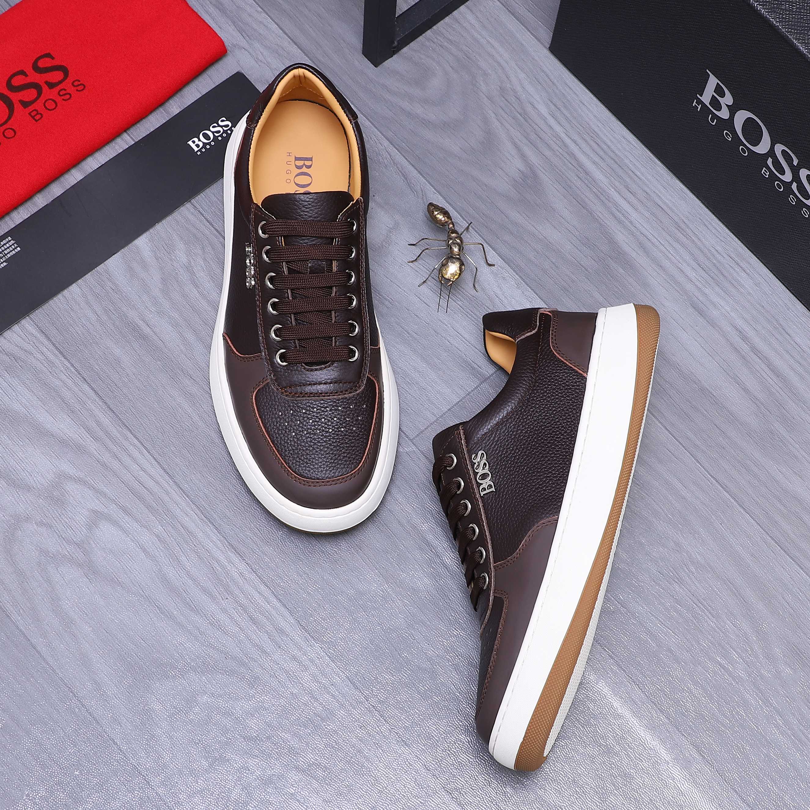 Hugo Boss Men's Leather Casual Sneakers - Stylish Comfort, Sizes 38-45 5 a1745304258536 4381