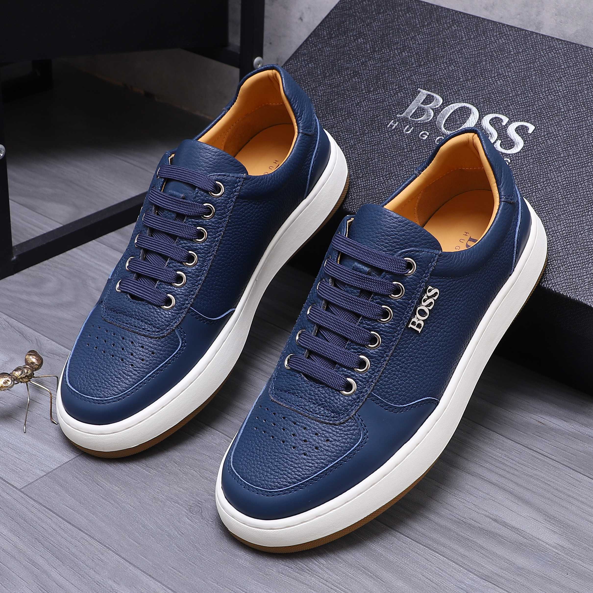 Hugo Boss Men's Leather Lace-Up Sneakers Casual Shoes 3 a1745304410909 4127