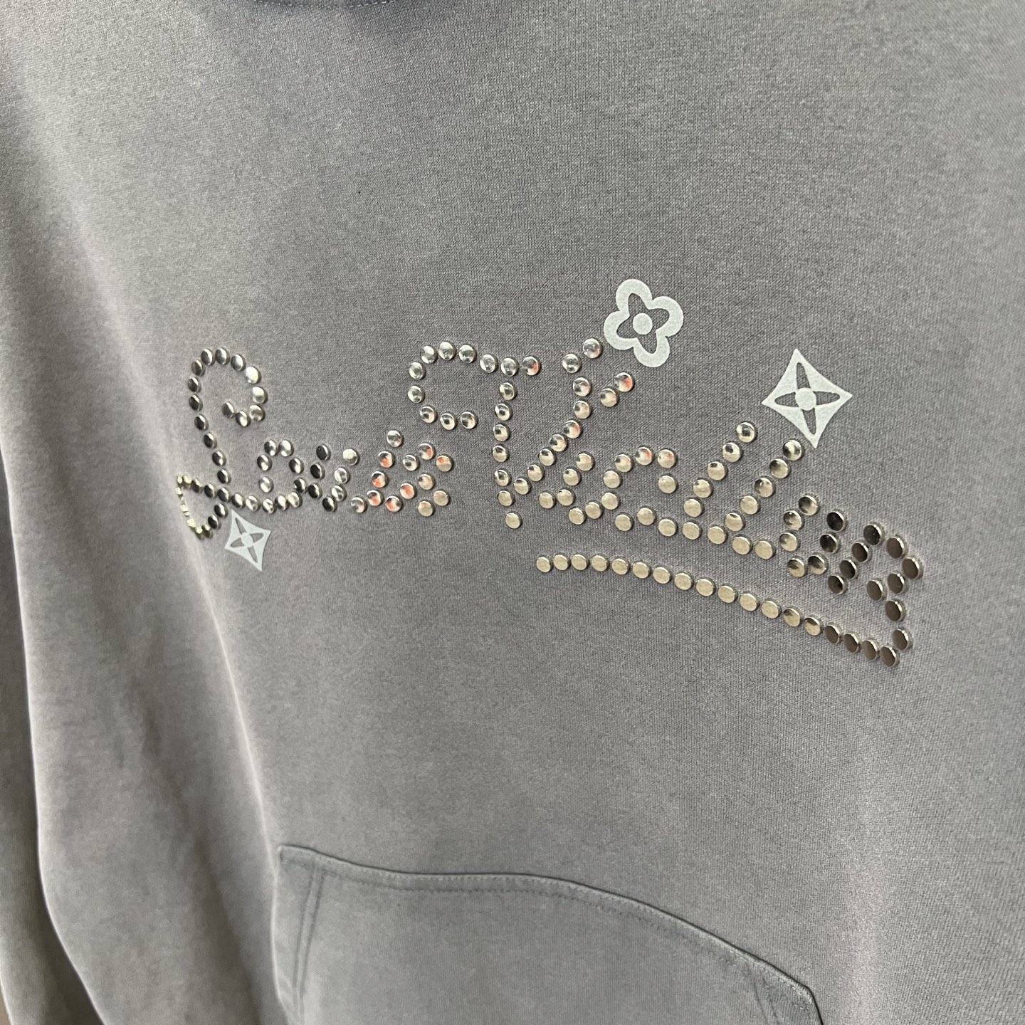 Louis Vuitton Vintage Style Rhinestone Logo Hoodie - Unisex, Relaxed Fit 5 i1754148454389 7623 0 4