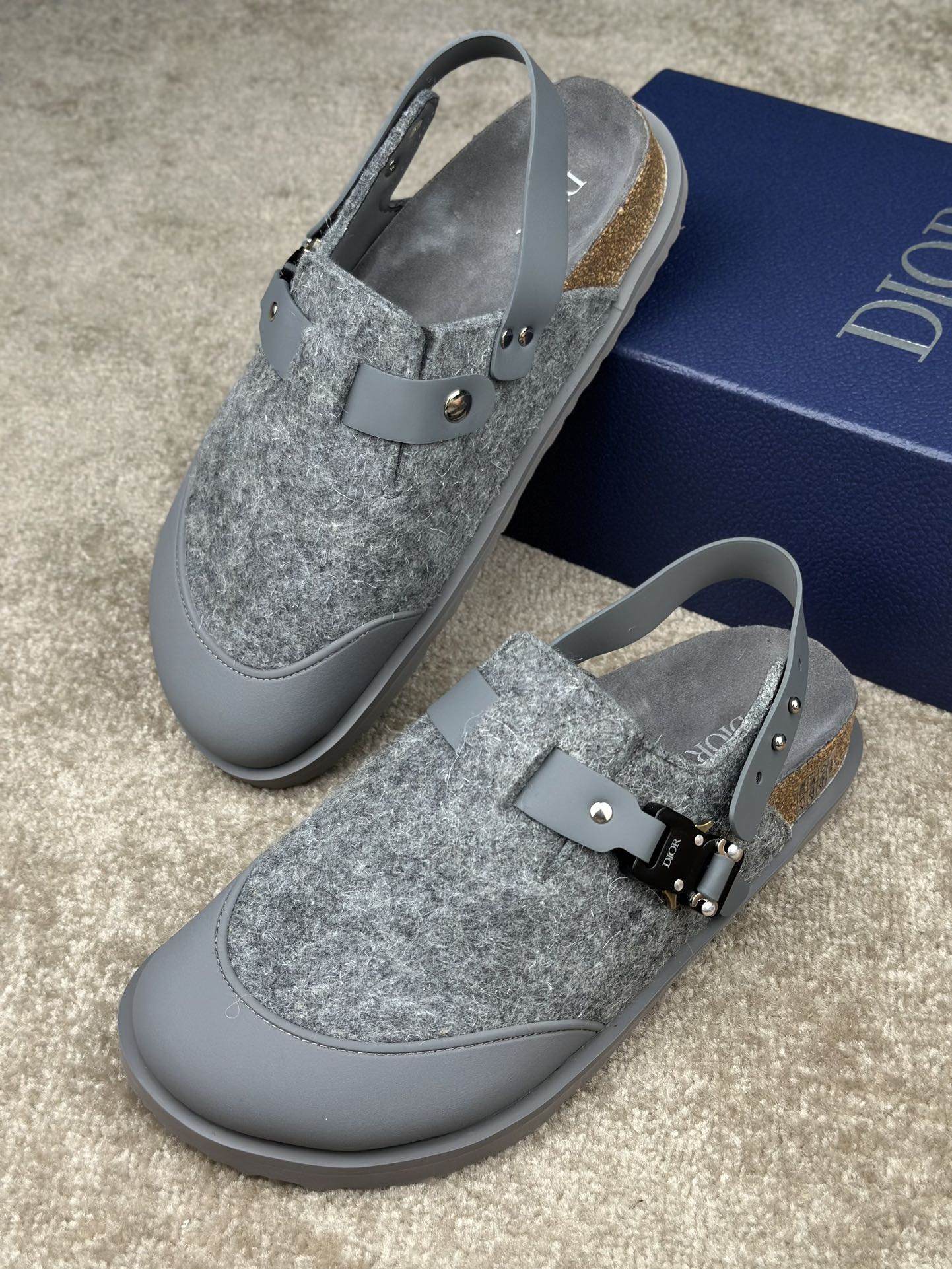 Dior x Birkenstock Sandal, Gray Wool Blend Men's Shoes, Size 39-46 4 i1720941663 1925 4