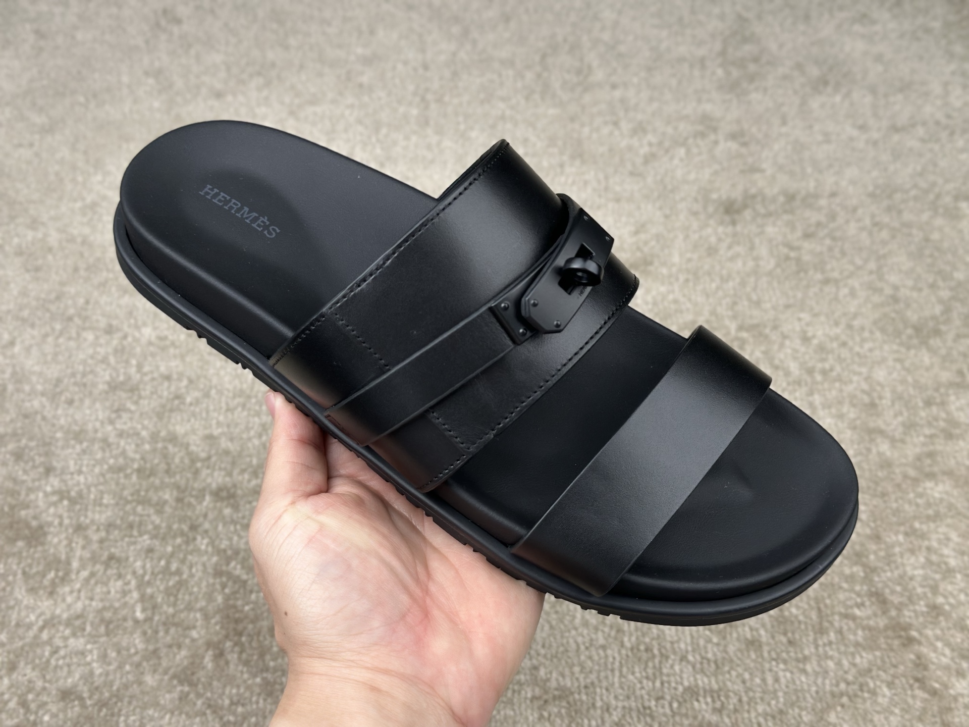 Hermès Jackson Leather Sandals - Black, Stylish Summer Footwear, Size 38-47 6 i1741412570528 9667 0 5