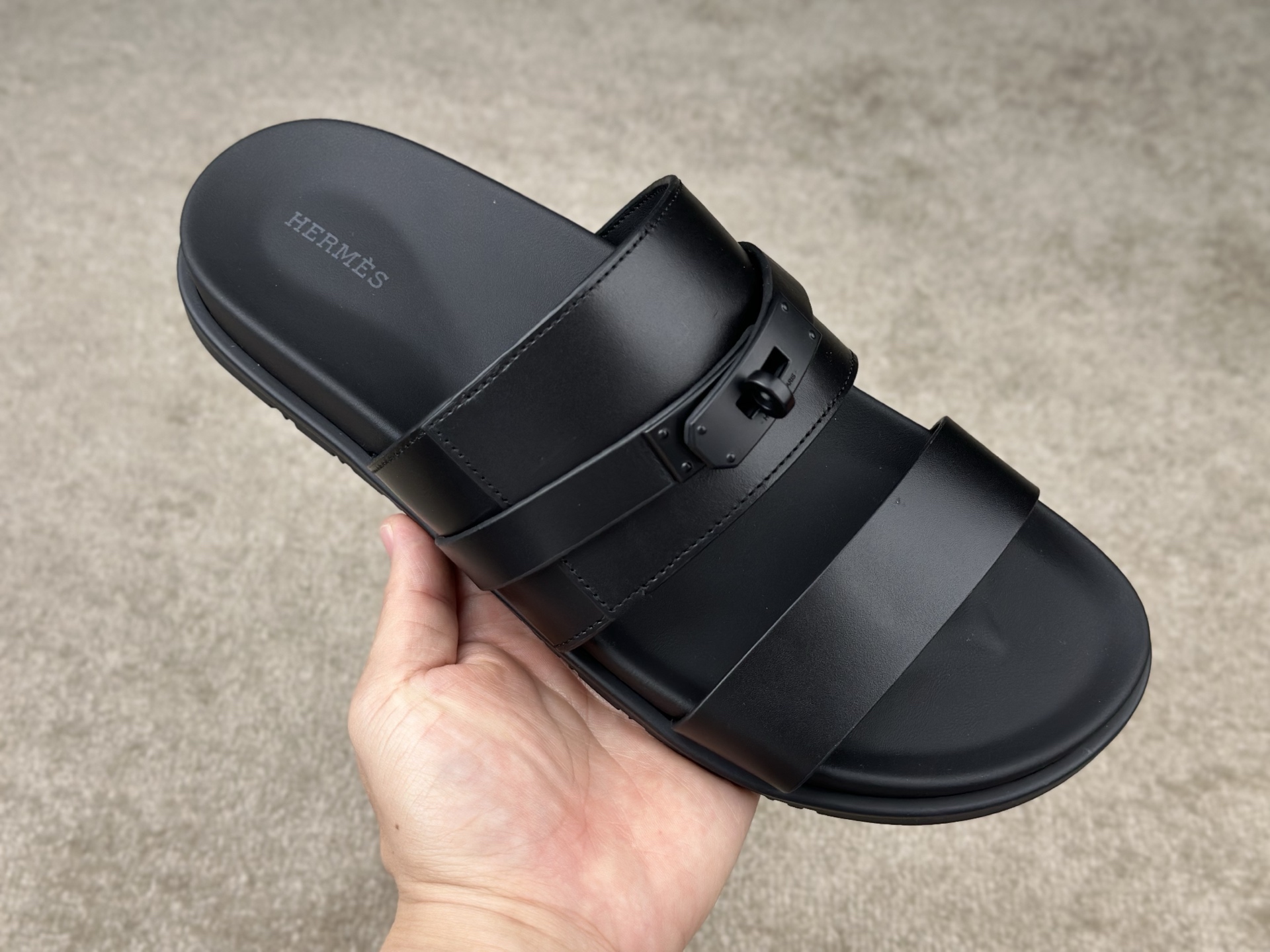 Hermès Jackson Leather Sandals - Black, Stylish Summer Footwear, Size 38-47 7 i1741412570546 7892 0 3