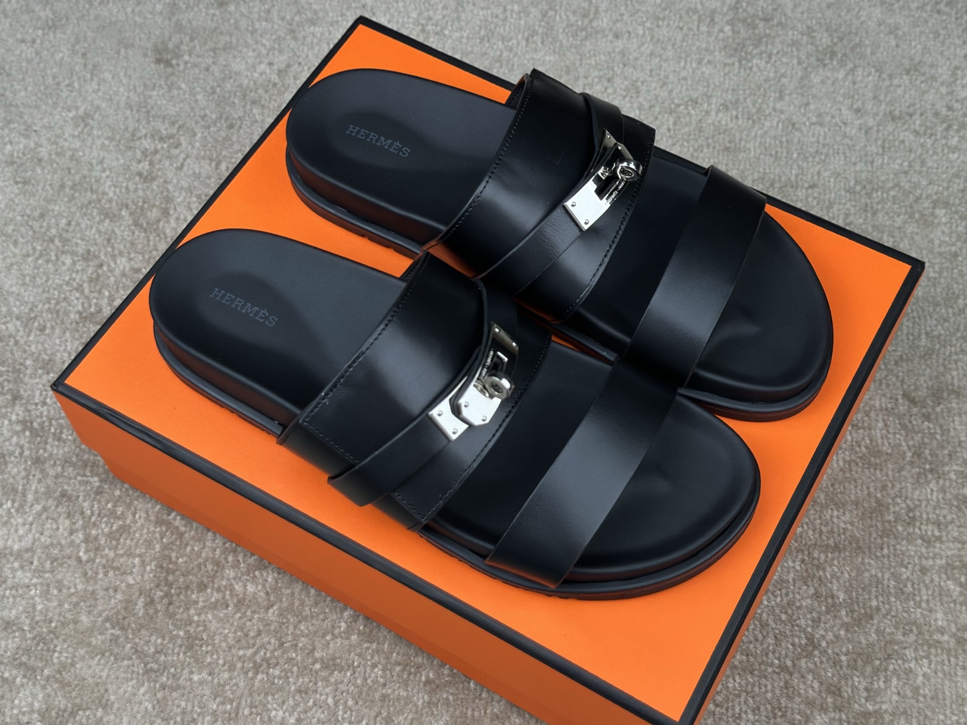 Hermès Jackson Sandals - Black Leather, Silver Hardware | Sizes 38-47 2 i1741412904800 8772 0 1