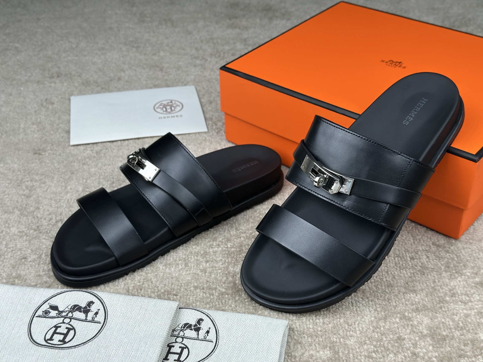 Hermès Jackson Sandals - Black Leather, Silver Hardware | Sizes 38-47 3 i1741412905837 6636 0 2