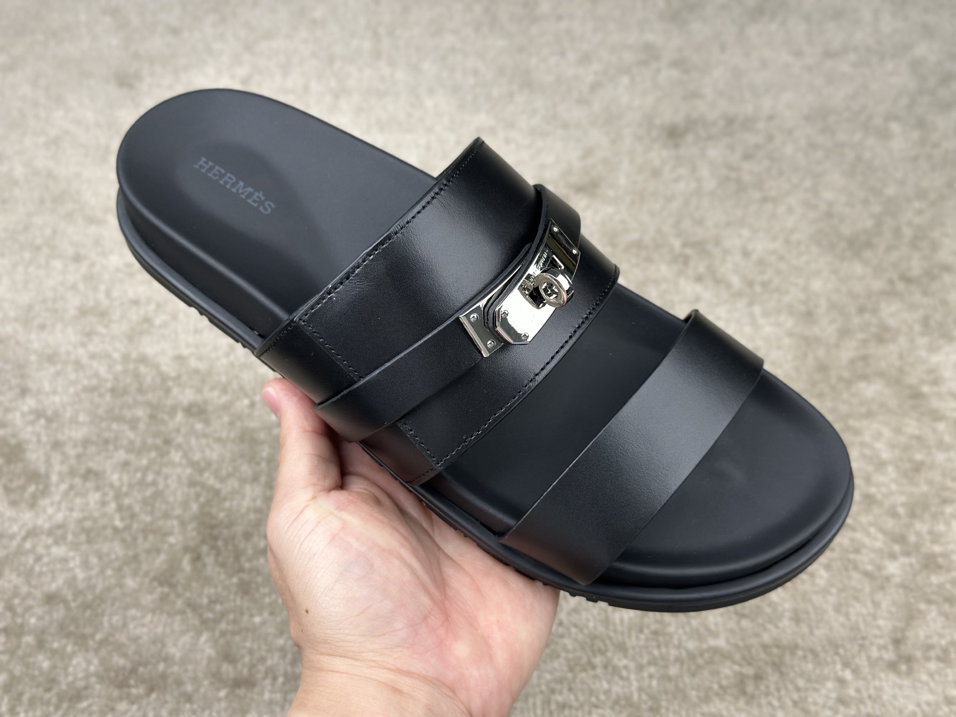 Hermès Jackson Sandals - Black Leather, Silver Hardware | Sizes 38-47 5 i1741412905994 572 0 4