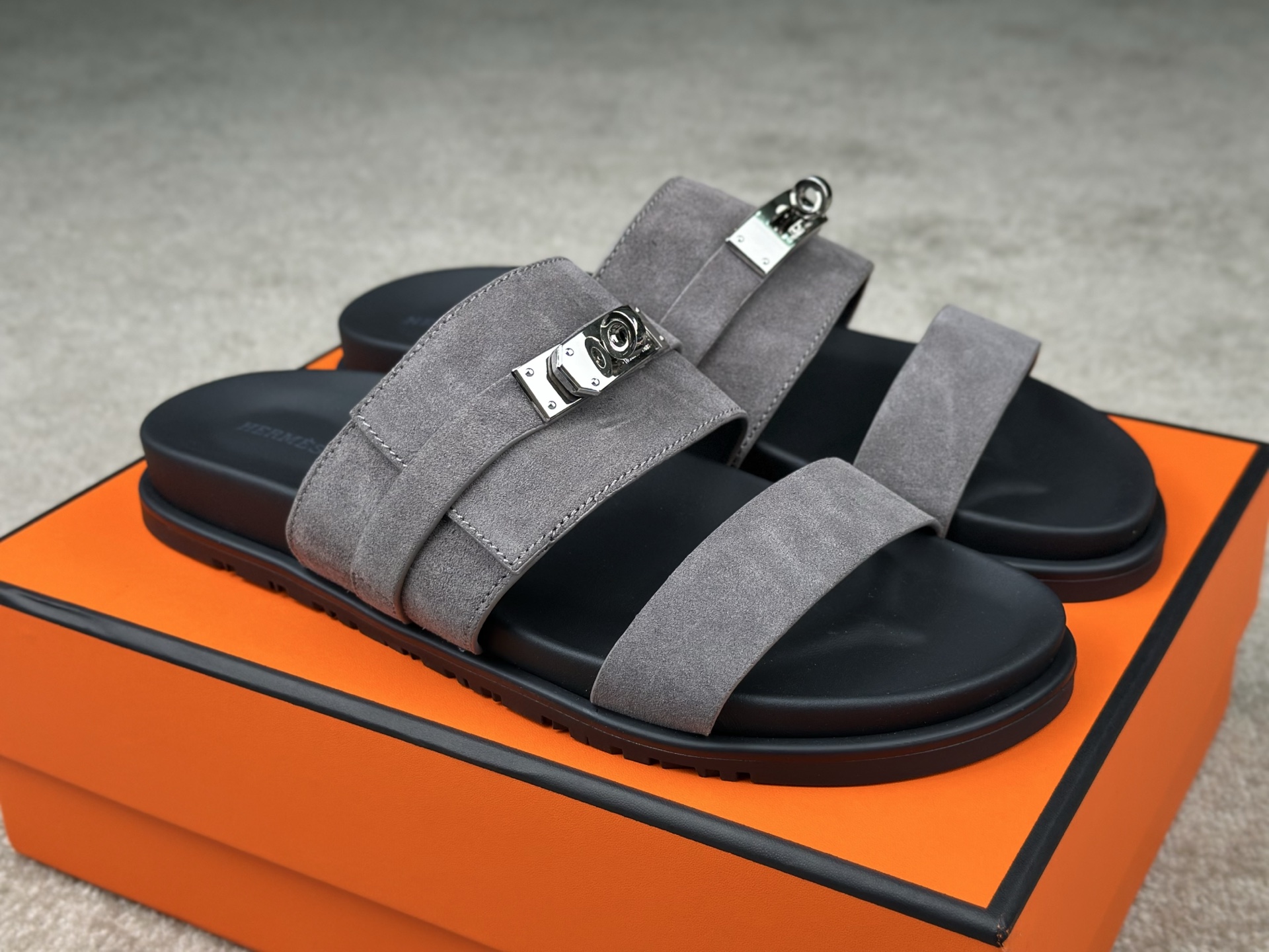 Hermès Jackson Sandal - Gray Suede Leather with Palladium-Plated Hardware 1 i1741413603521 8518 0 2