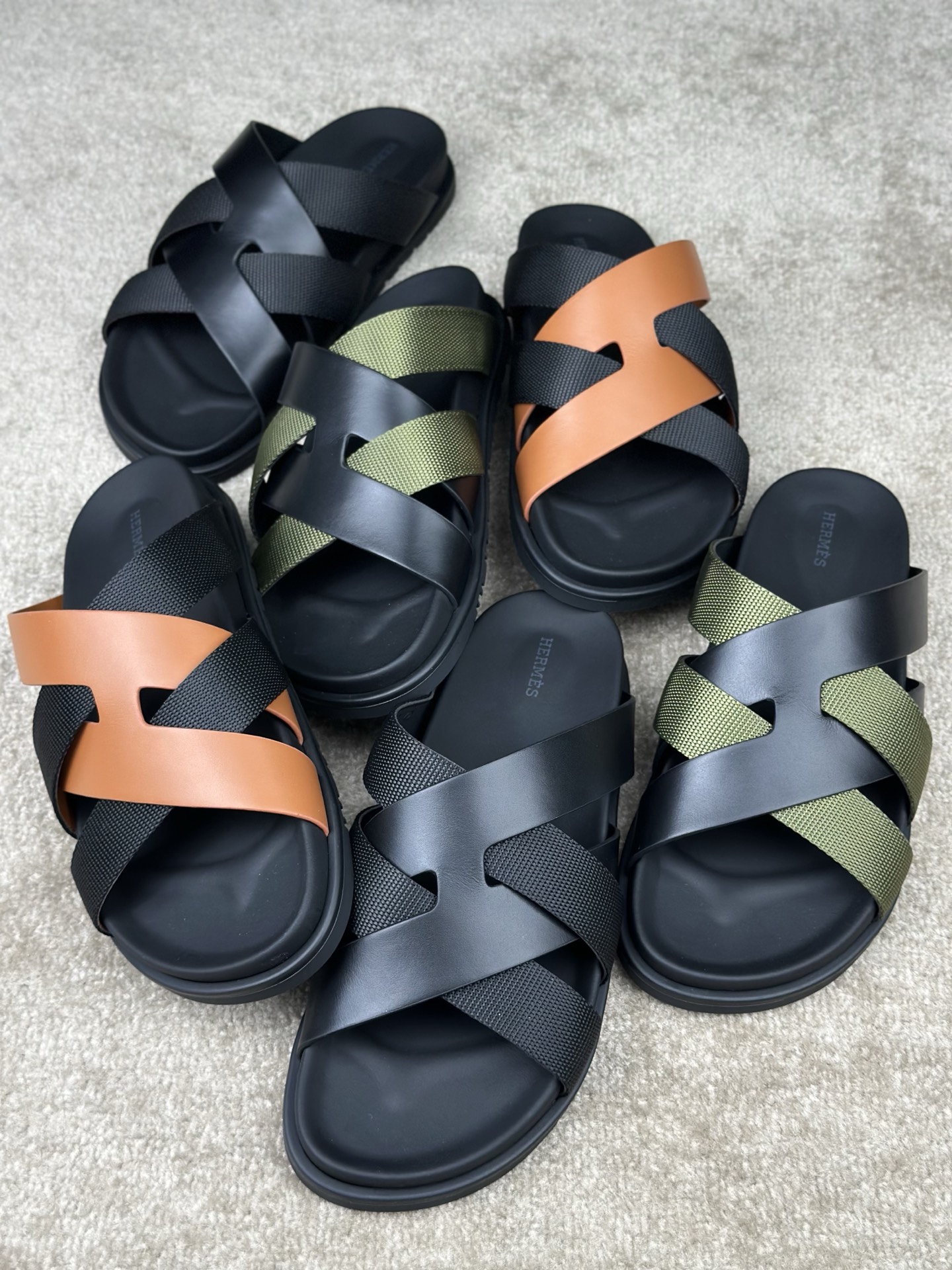Hermes Kazimir Sandals - Stylish Black Leather Cross Strap Summer Slides 9 i1741413788126 839 0 8