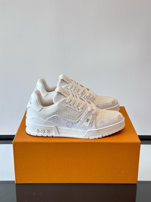 Louis Vuitton Trainer Sneaker in Damier Leather with Monogram Flowers 1 Louis Vuitton Trainer Sneaker in Damier Leather with Monogram Flowers