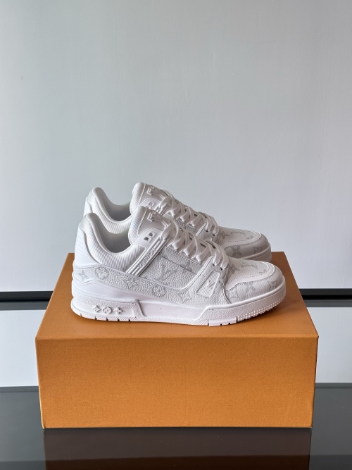 Louis Vuitton Trainer Sneaker White Damier Leather, Comfortable and Stylish