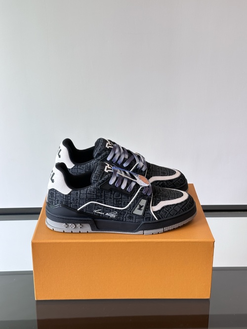 Louis Vuitton Trainer Sneaker: Damier Leather, Rubber Outsole, Monogram Flowers 1 Louis Vuitton Trainer Sneaker: Damier Leather, Rubber Outsole, Monogram Flowers