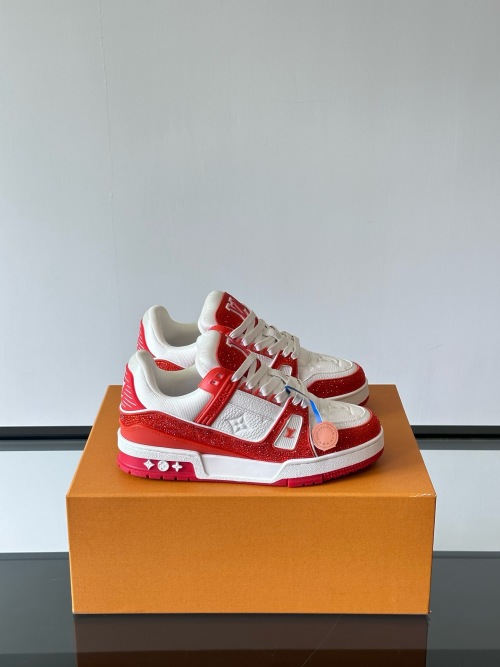 Louis Vuitton Trainer Sneaker Damier Leather Red/White, Casual And Stylish 1 Louis Vuitton Trainer Sneaker Damier Leather Red/White, Casual And Stylish