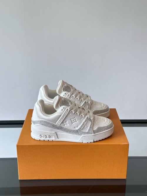 Louis Vuitton Trainer Sneaker in Damier Leather with Monogram Flowers Outsole 1 Louis Vuitton Trainer Sneaker in Damier Leather with Monogram Flowers Outsole
