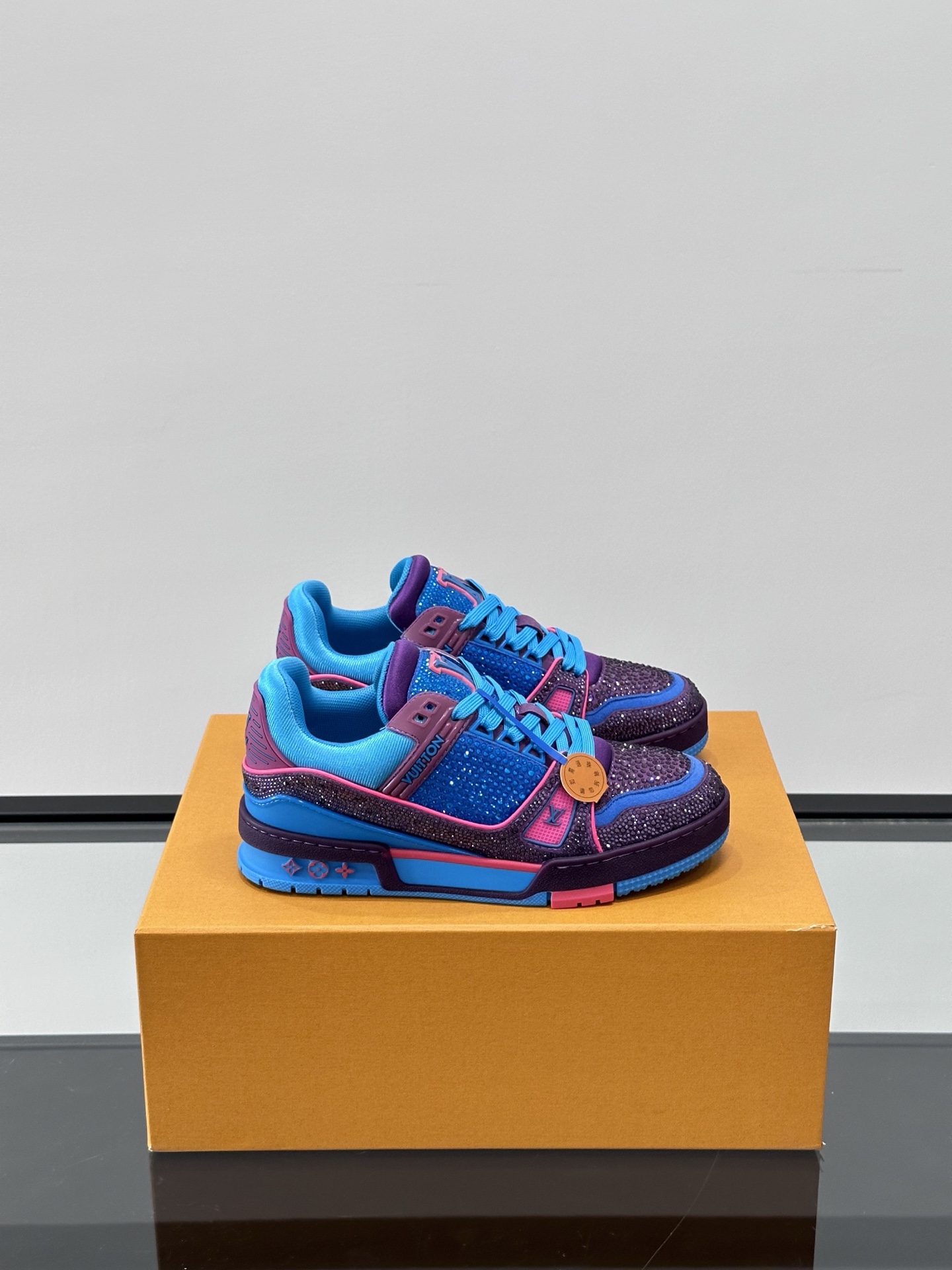 Louis Vuitton Trainer Sneaker in Damier Leather with Monogram Flowers Outsole