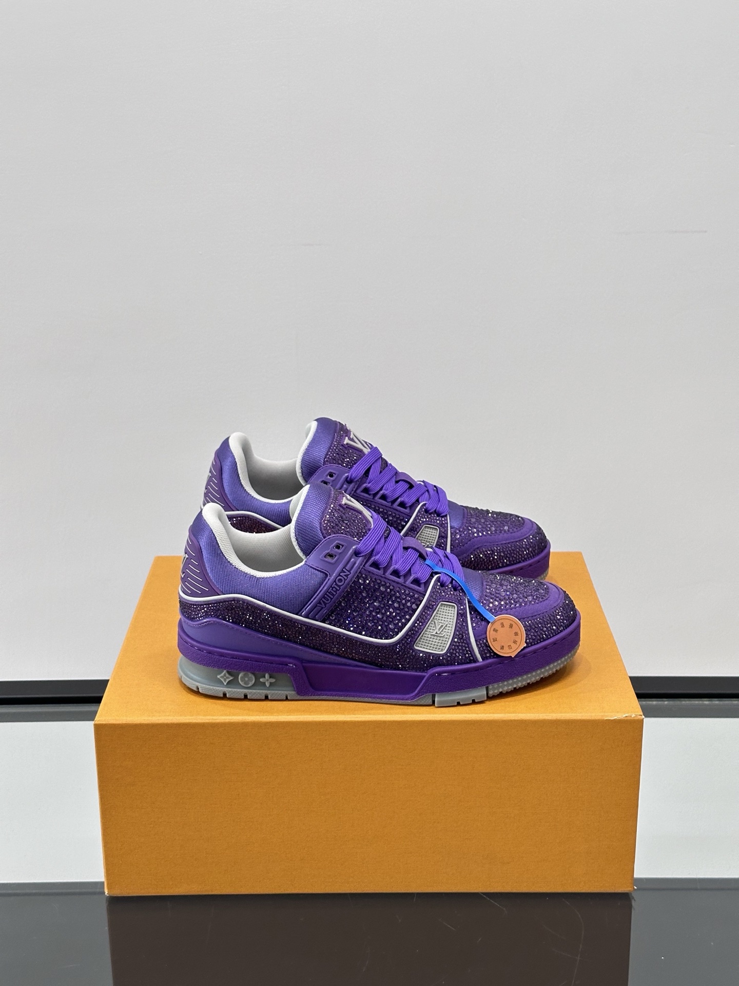 Louis Vuitton Trainer Sneaker Purple Damier Leather Casual Basketball Shoes 9 Louis Vuitton Trainer Sneaker Purple Damier Leather Casual Basketball Shoes
