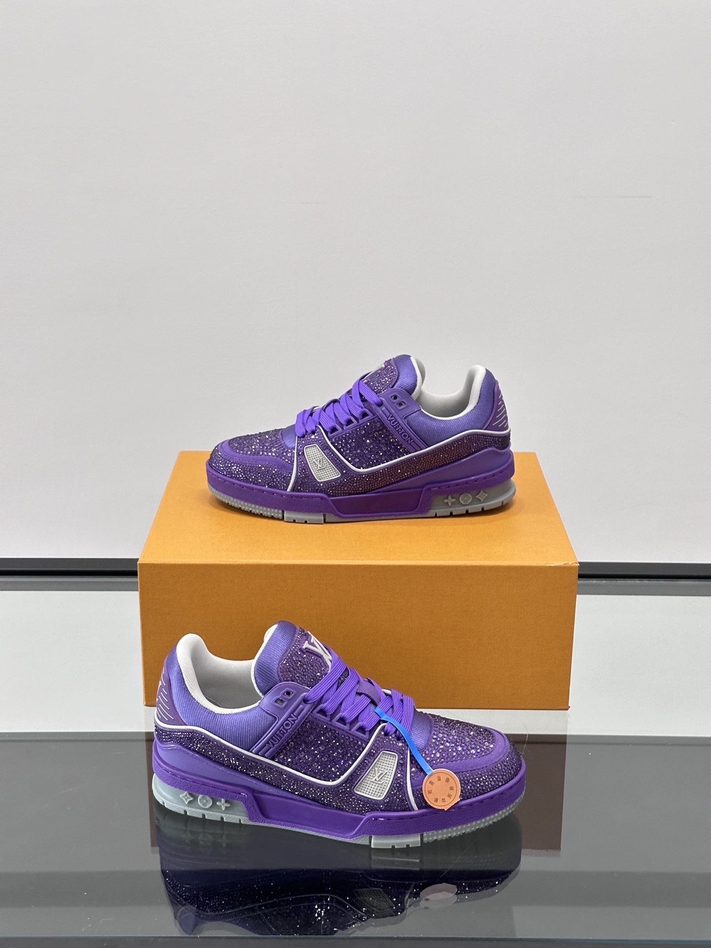 Louis Vuitton Trainer Sneaker Purple Damier Leather Casual Basketball Shoes 5 i1750387551682 6417 0 3