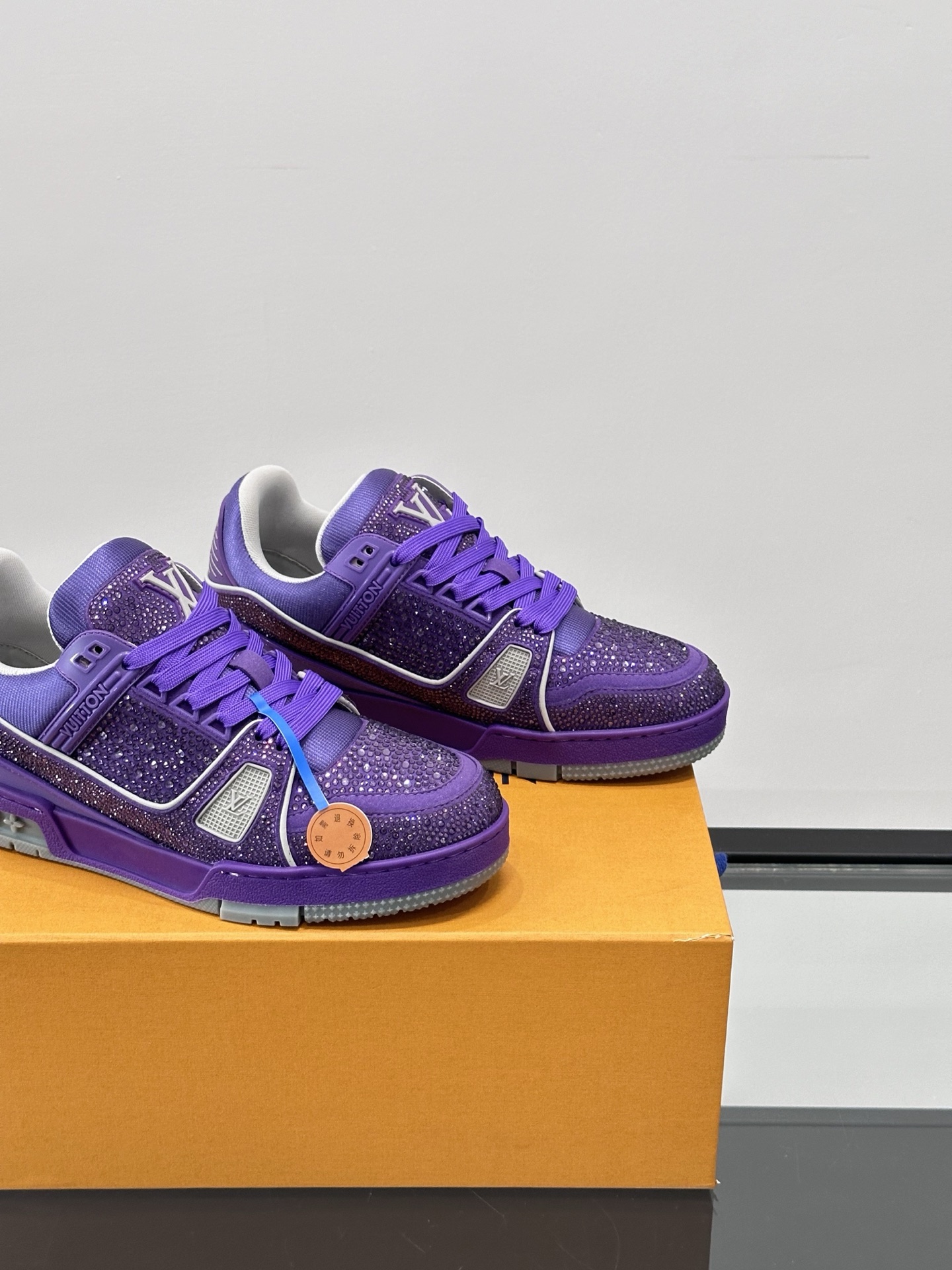 Louis Vuitton Trainer Sneaker Purple Damier Leather Casual Basketball Shoes 9 i1750387552619 9161 0 7