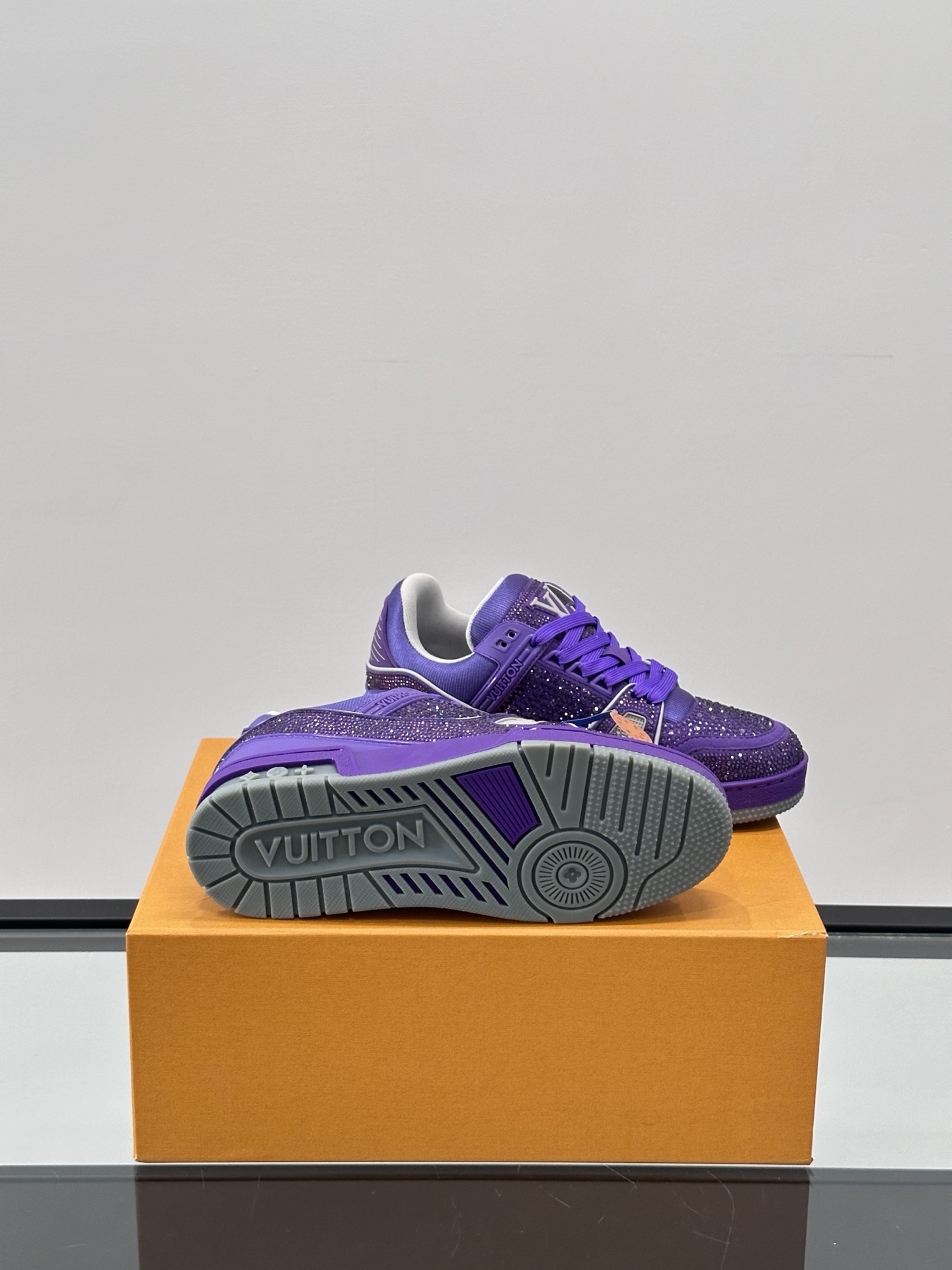 Louis Vuitton Trainer Sneaker Purple Damier Leather Casual Basketball Shoes 10 i1750387552624 1829 0 8