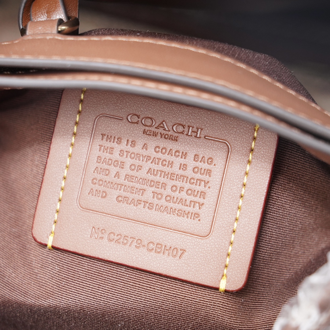 Coach 纯 Coach 蔻驰 CBH07 Rowan系列抽绳单肩斜挎水桶包 子母包 老花配牛皮材质