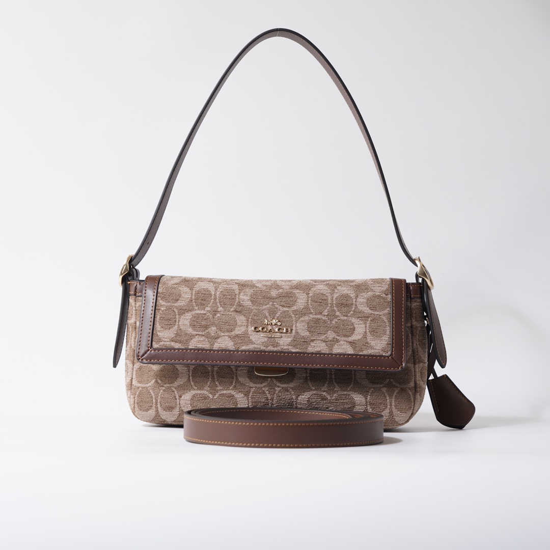 Coach 纯 COACH蔻驰 CCV65 奥莱女士ETTA25号 单肩包腋下包