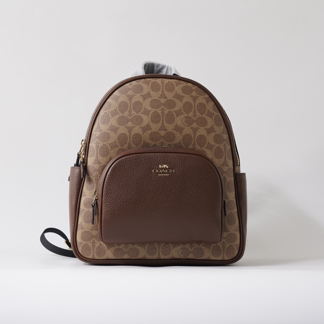 Coach 纯 COACH蔻驰 CZ176 Court27系列女士双肩包 背包 头层牛皮配 老花材质
