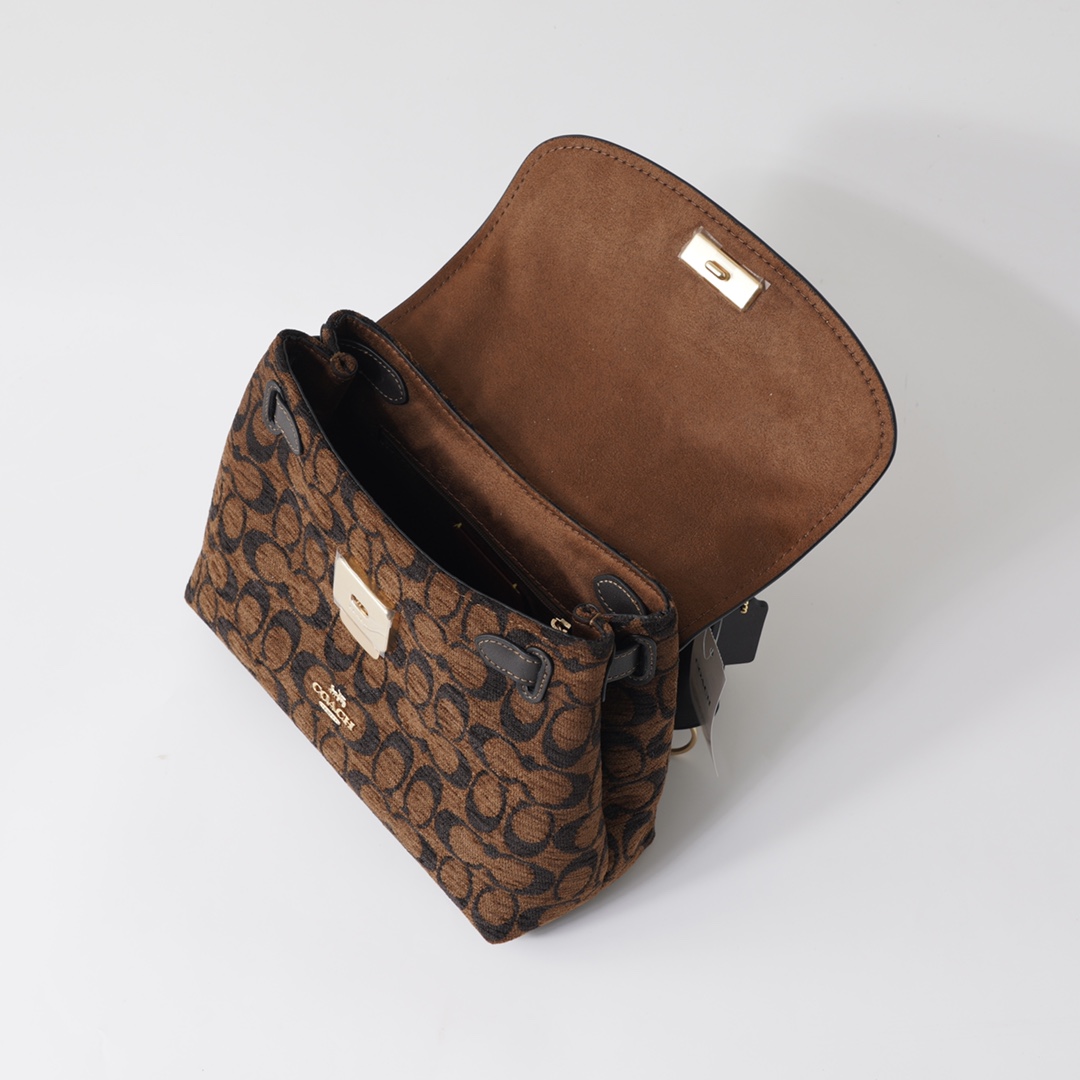 Coach 纯 COACH蔻驰 CDB08 Emory系列奥莱款女士老花 手提包 斜挎包，老花织物料配牛皮材质