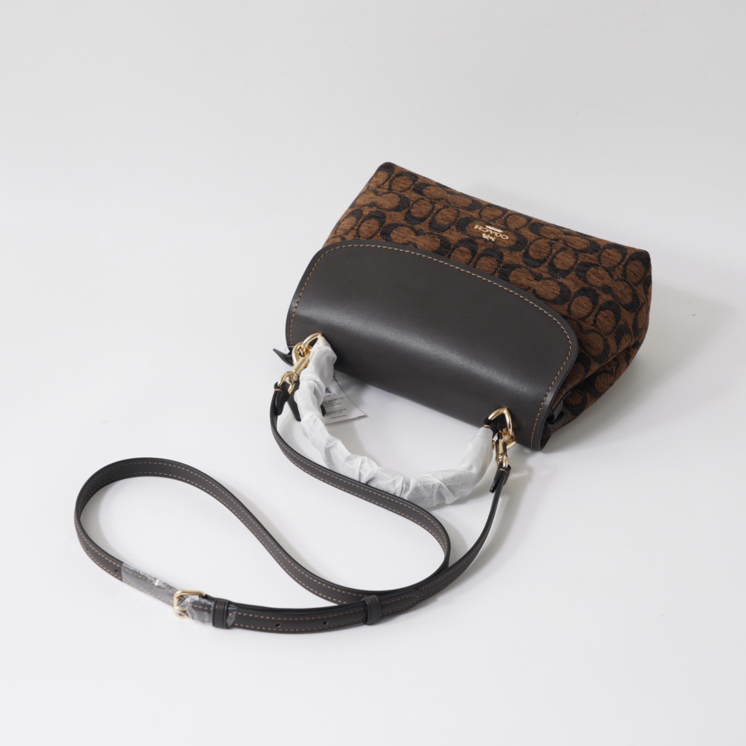 Coach 纯 COACH蔻驰 CDB08 Emory系列奥莱款女士老花 手提包 斜挎包，老花织物料配牛皮材质