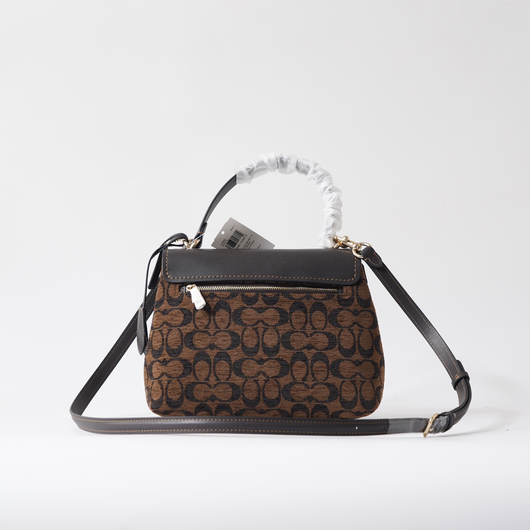 Coach 纯 COACH蔻驰 CDB08 Emory系列奥莱款女士老花 手提包 斜挎包，老花织物料配牛皮材质