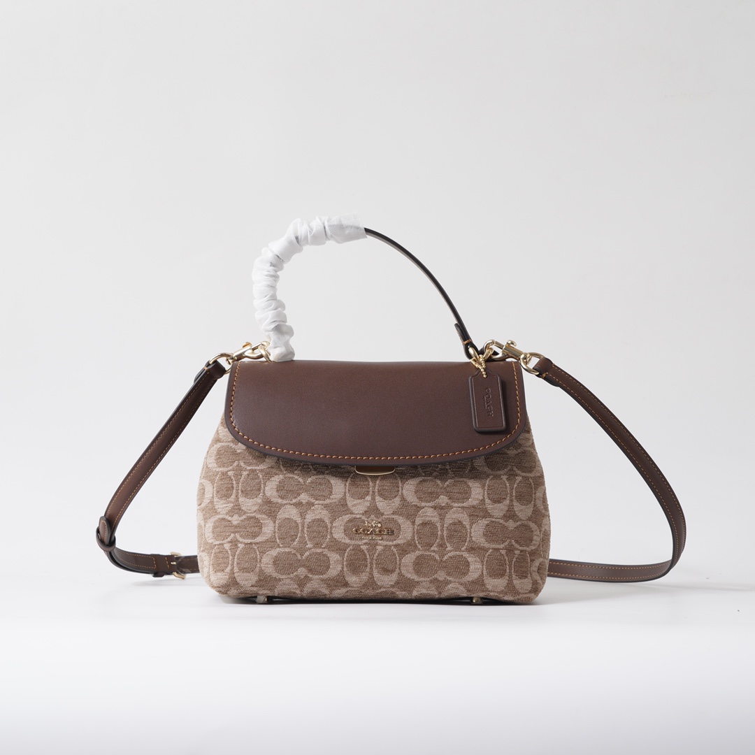 Coach 纯 COACH蔻驰 CDB08 Emory系列奥莱款女士老花 手提包 斜挎包，老花织物料配牛皮材质