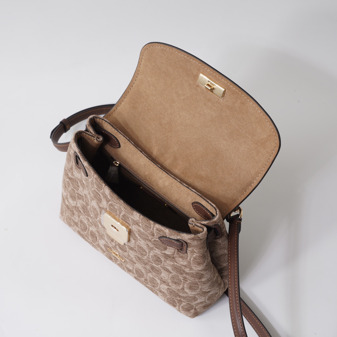 Coach 纯 COACH蔻驰 CDB08 Emory系列奥莱款女士老花 手提包 斜挎包，老花织物料配牛皮材质