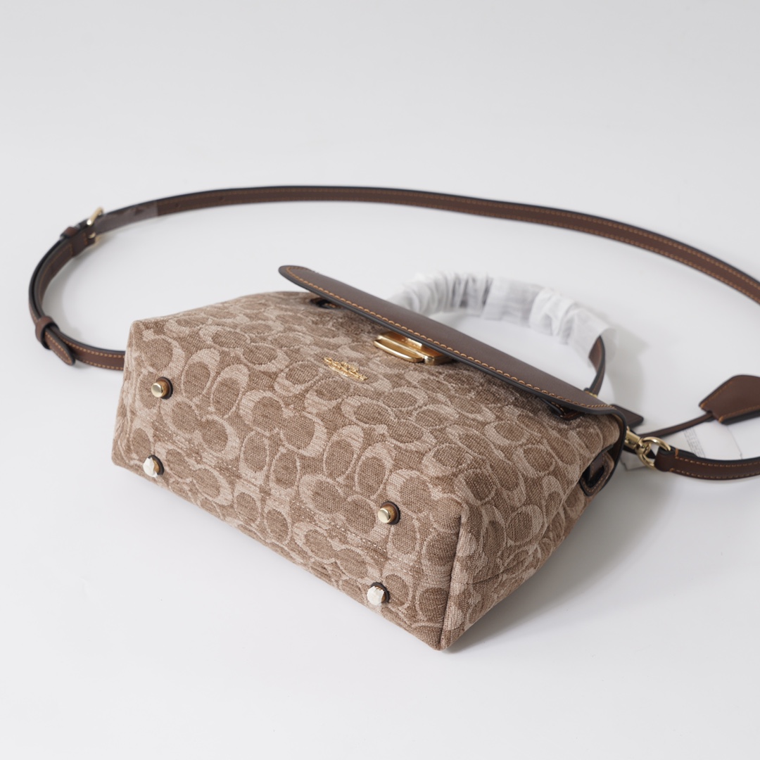 Coach 纯 COACH蔻驰 CDB08 Emory系列奥莱款女士老花 手提包 斜挎包，老花织物料配牛皮材质