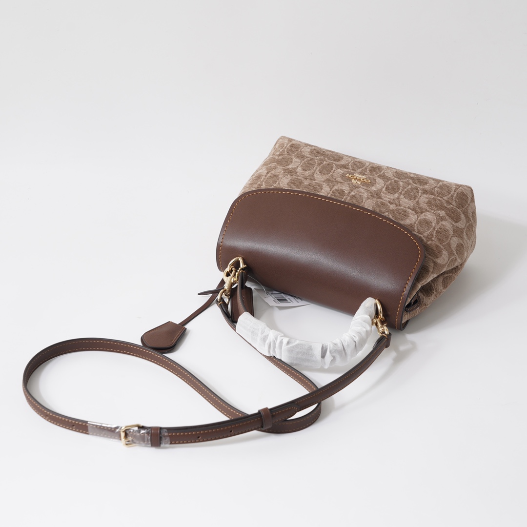 Coach 纯 COACH蔻驰 CDB08 Emory系列奥莱款女士老花 手提包 斜挎包，老花织物料配牛皮材质