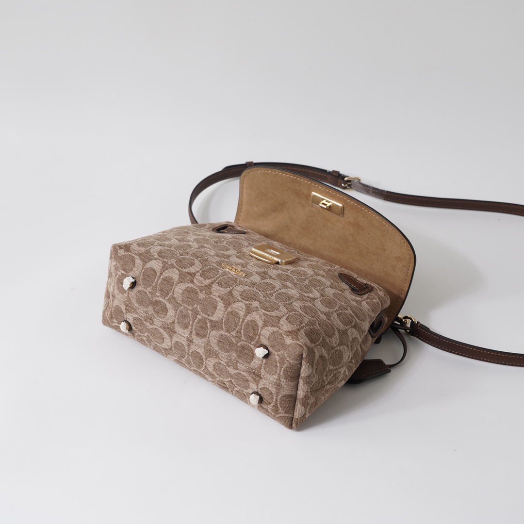 Coach 纯 COACH蔻驰 CDB08 Emory系列奥莱款女士老花 手提包 斜挎包，老花织物料配牛皮材质