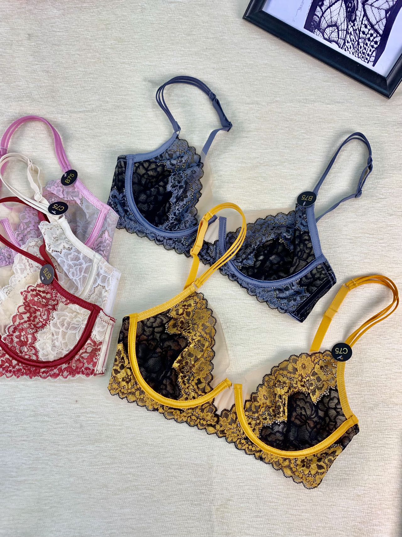 Soutien-gorge féminin en dentelle florale avec armatures, confort et maintien