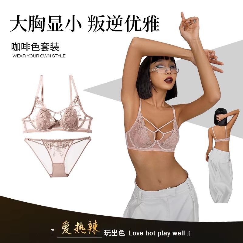 Lace Bra and Panty Set, Comfortable Lingerie Set, Beige, Sizes 34/36/38 B/C 2 i1713533718 5849 2