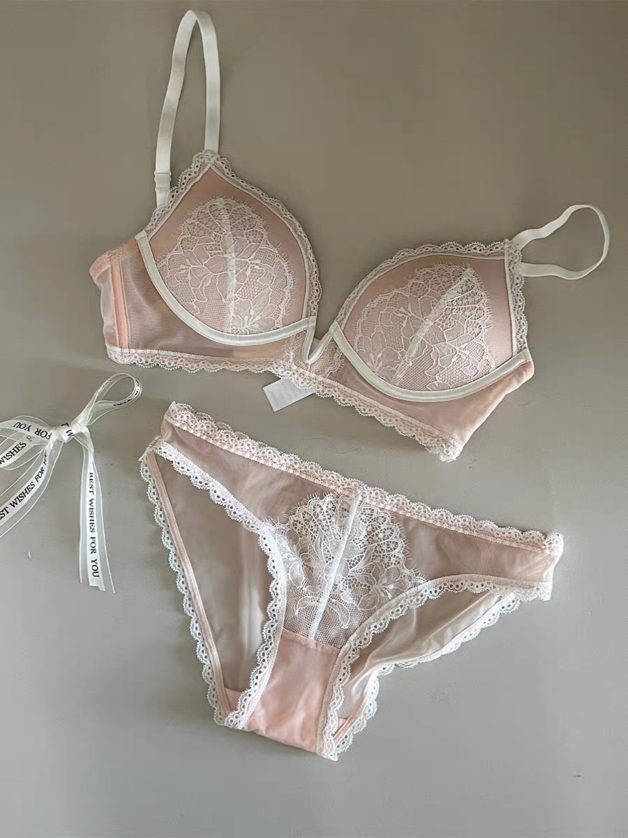 Lace Bra and Panty Set Lingerie - Wireless Padded Bra 4 i1727839573 5150 1
