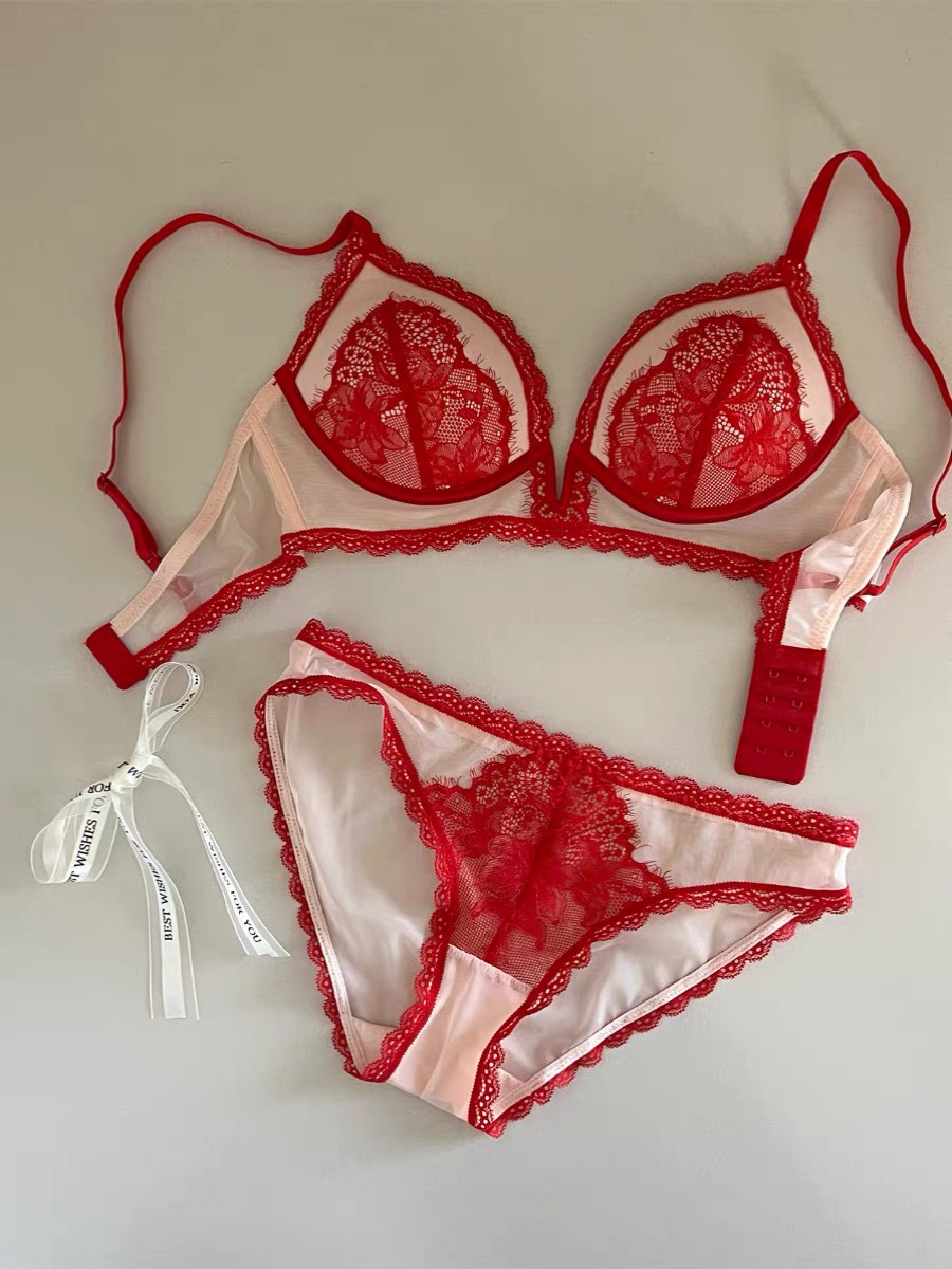 Lace Bra and Panty Set Lingerie - Wireless Padded Bra 3 i1727839573 9879 2