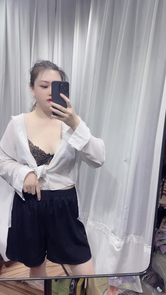 Women's Sleepwear Set - Elegant Lace Bra, Comfortable Shorts & Button-Down Shirt