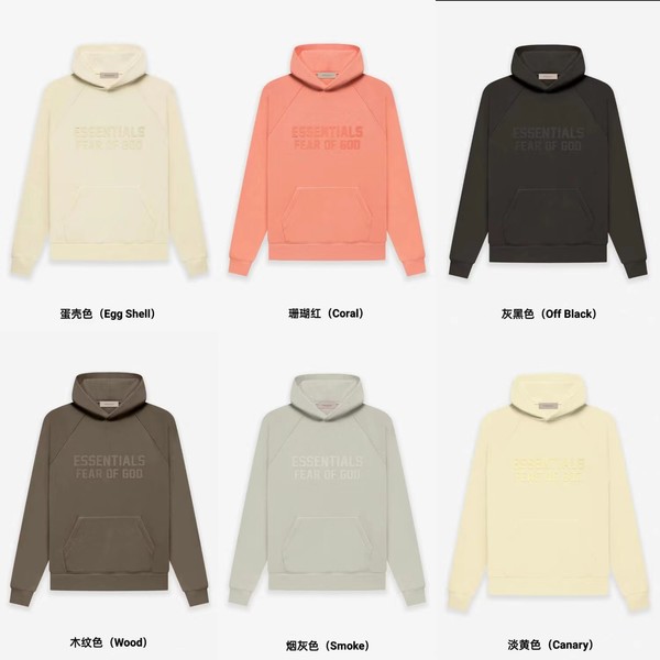 ESSENTIALS Clothing Hoodies Black Blue Grey Purple Red White Yellow Printing Unisex Cotton Silica Gel Essential Hooded Top
