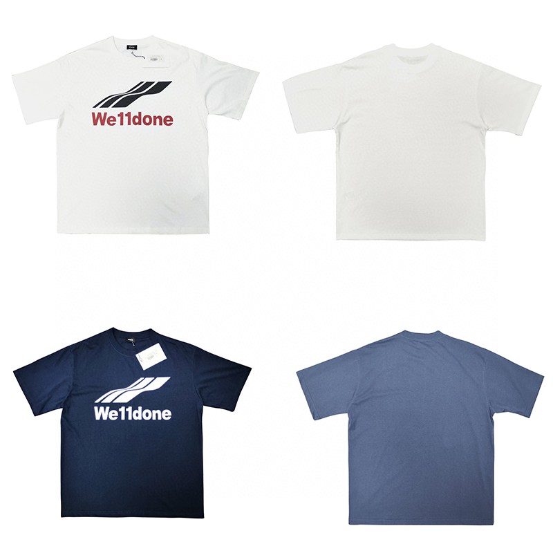 We11done Kleidung T-Shirt Weiß Nähen Unisex Baumwolle Gewebe Frühling/Sommer Kollektion Track Kurzarm