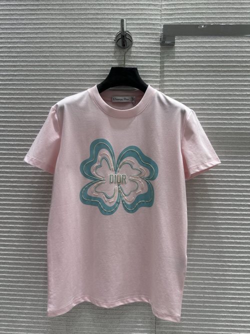 Dior Flower Cotton T-Shirt, Short Sleeve, Lightweight, S-L Sizes Available 1 Dior Flower Cotton T-Shirt, Short Sleeve, Lightweight, S-L Sizes Available