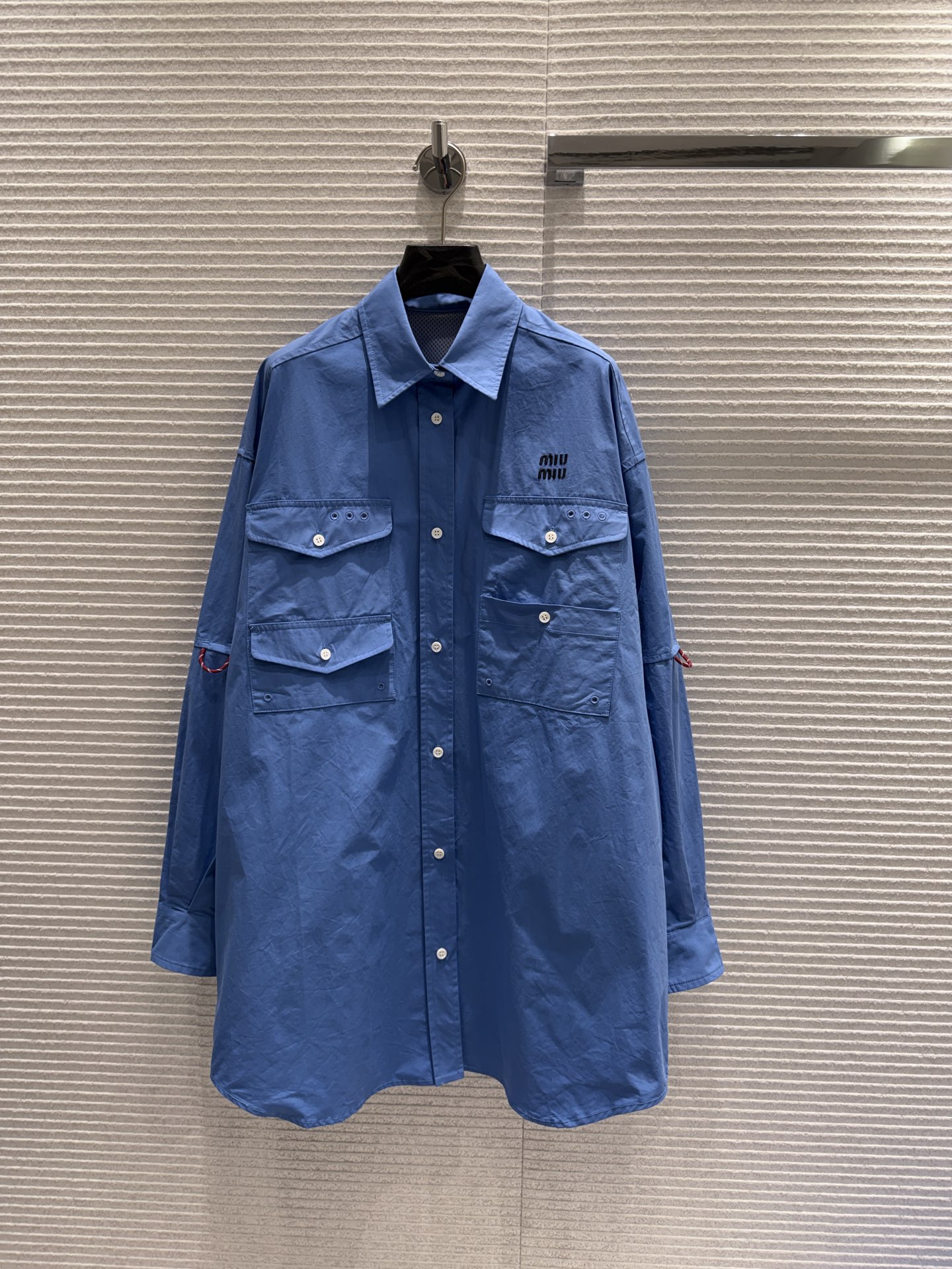 미우미우 여성 블루 자수 로고 셔츠 원피스 레플리카 6528 Miu Miu Women Dress