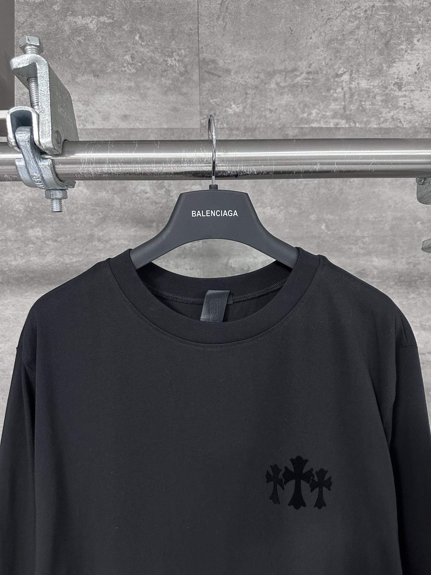Chrome Hearts Black Flocked Cross Long Sleeve Crew Neck T-Shirt 3 i1758221716276 3414 0 1