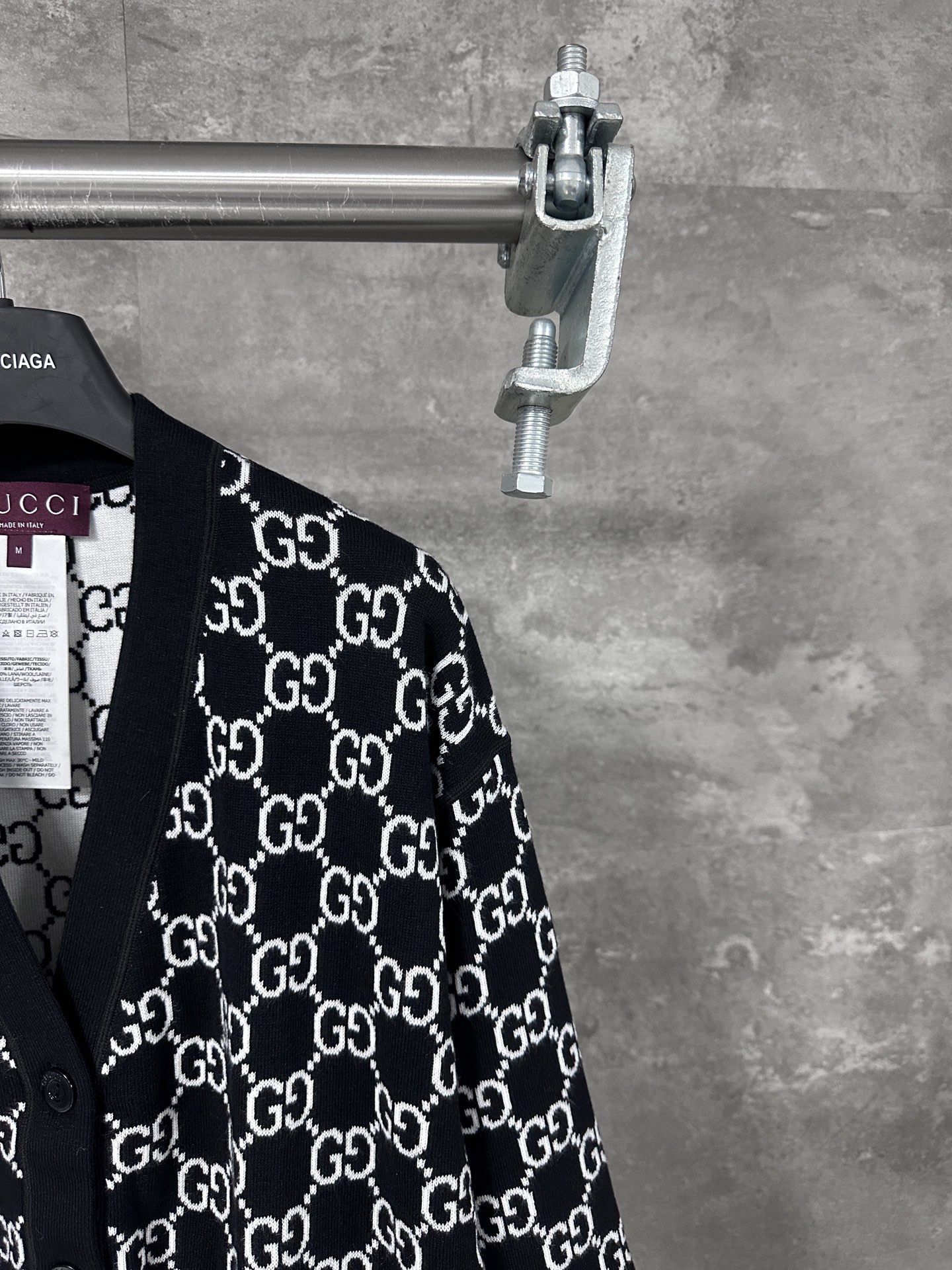 Gucci Black Wool GG Knit Cardigan Sweater with Button Closure - Size S 4 i1759000404684 1409 0 2