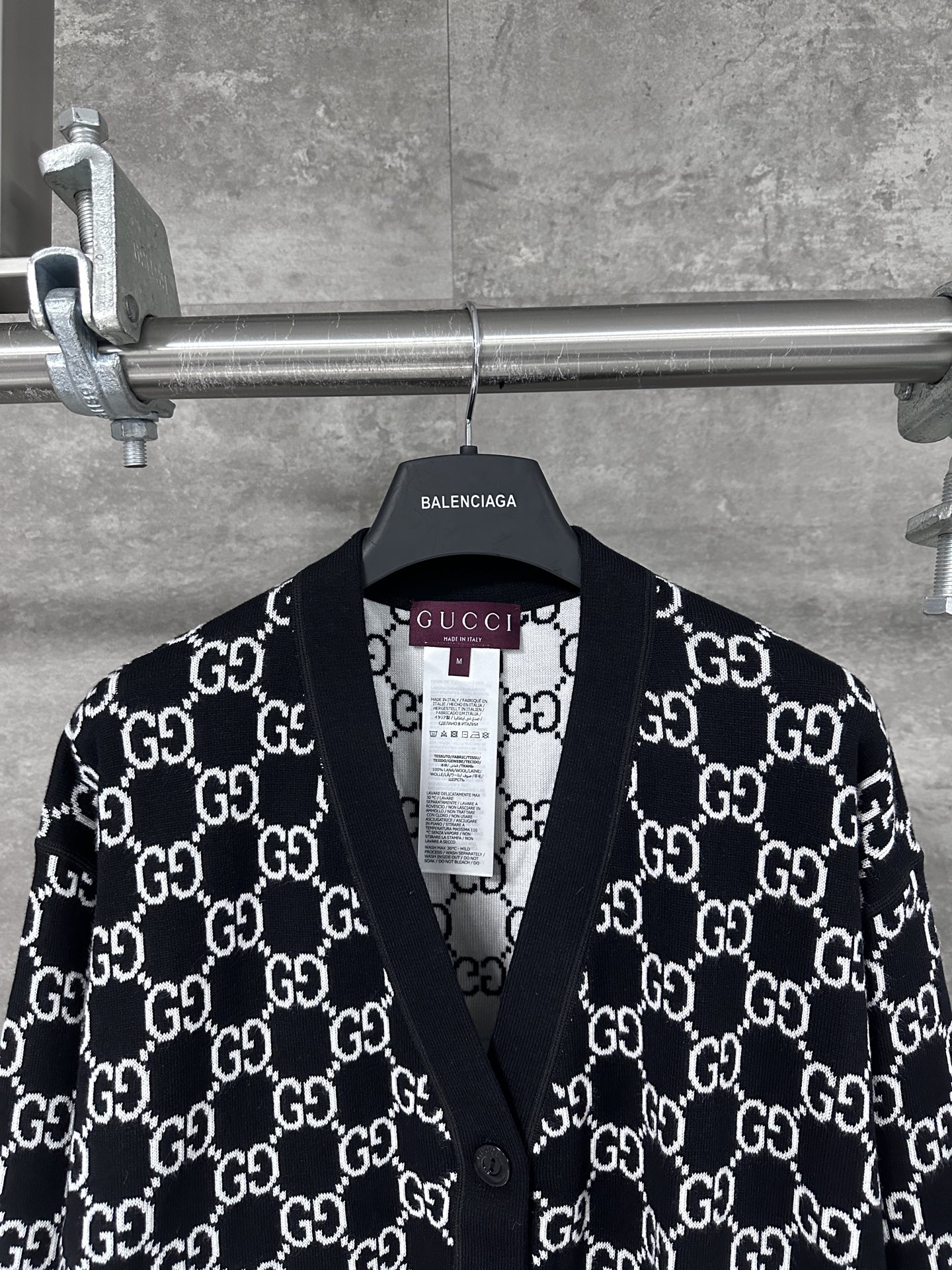 Gucci Black Wool GG Knit Cardigan Sweater with Button Closure - Size S 3 i1759000404780 5260 0 1