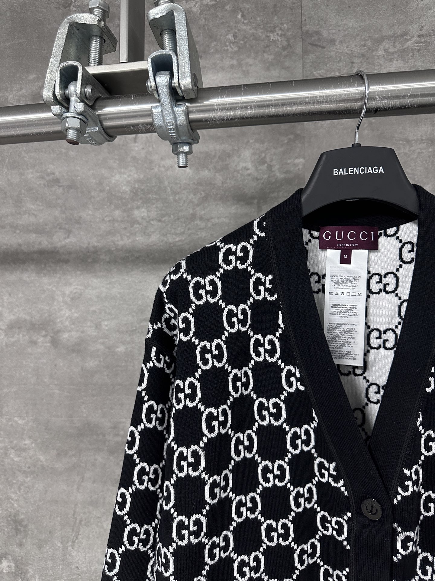 Gucci Black Wool GG Knit Cardigan Sweater with Button Closure - Size S 5 i1759000406066 3458 0 3