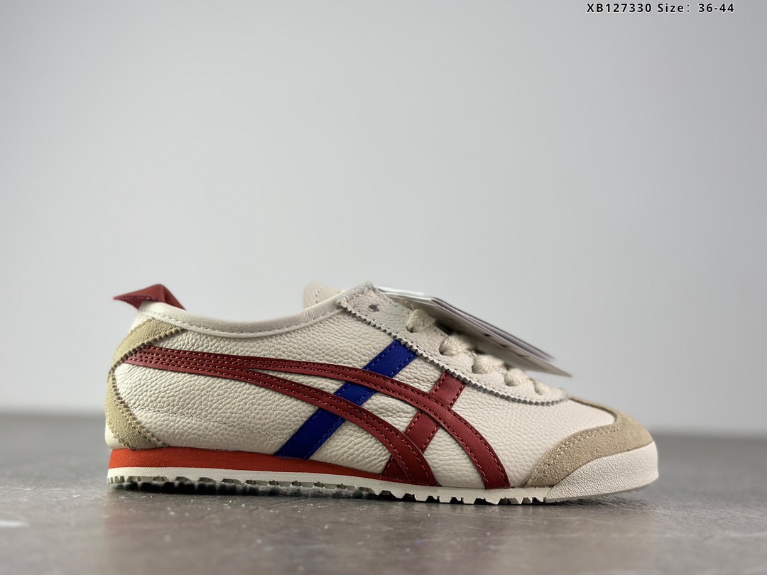 🈴️💰190
✅Asics/亚瑟士 男女鞋真标半码制 日产经典老牌-鬼塚虎/Onitsuka Tiger Mexico 66&reg;经典墨西哥系列复古经典百搭板鞋休闲运动鞋慢跑鞋
采用柔软牛皮鞋面，超国标含胶率耐磨耐弯折RB大底。产品从款式颜色造型上体现出追求舒适和细节的完美。鞋类更是推崇手工制作的严谨，融舒适性与可穿性的设计风格。
注重细节的完美和别致魅力，既保持稳重，又不失轻松的时尚感
尺码：36-44含半码
货号：087LY0308
编码XB127330