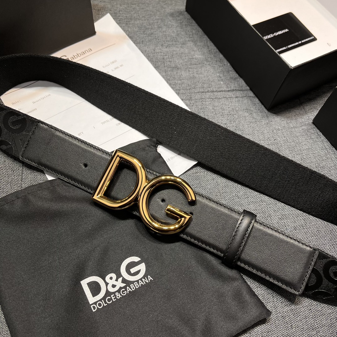 DG宽3.8cm Dolce&Gabbana 新款 男士织带印花腰带