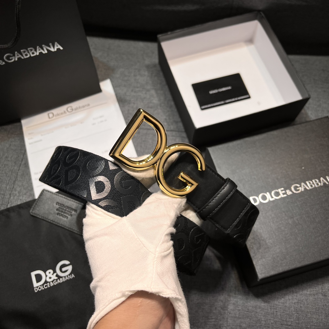 DG宽3.8cm Dolce&Gabbana 新款 男士织带印花腰带
